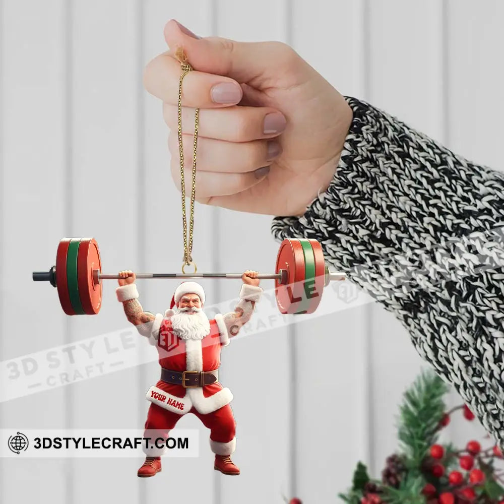 Weightlifting Santa Christmas Home Decor Christmas Ornament Personalized Ornament Ornament