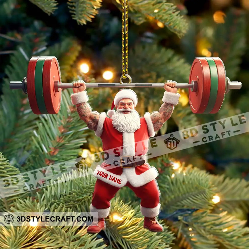 Weightlifting Santa Christmas Home Decor Christmas Ornament Personalized Ornament Ornament