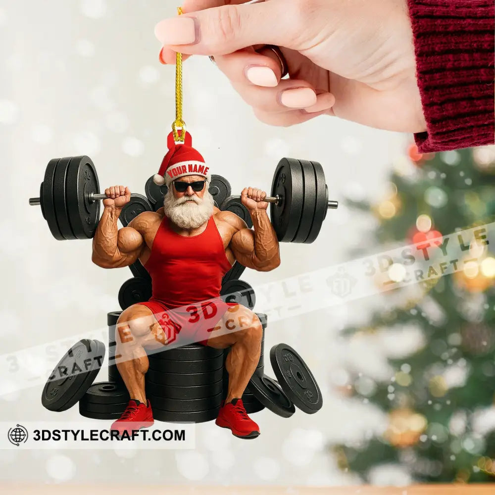 Weightlifting Santa Home Decor Christmas Ornament Personalized Ornament Ornament