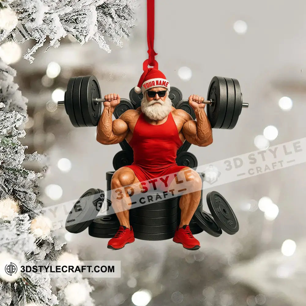 Weightlifting Santa Home Decor Christmas Ornament Personalized Ornament Ornament