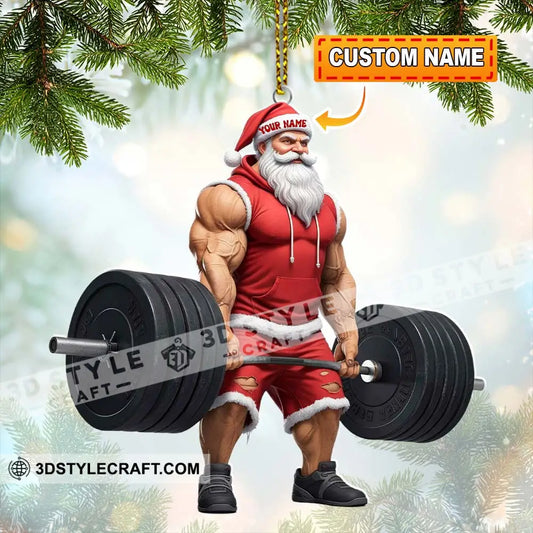 Weightlifting Santa Home Decor Christmas Ornament Personalized Ornament 3.54’’ / 1 Ornament Ornament