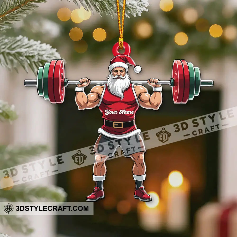 Weightlifting Santa Home Decor Christmas Ornament Personalized Ornament Ornament