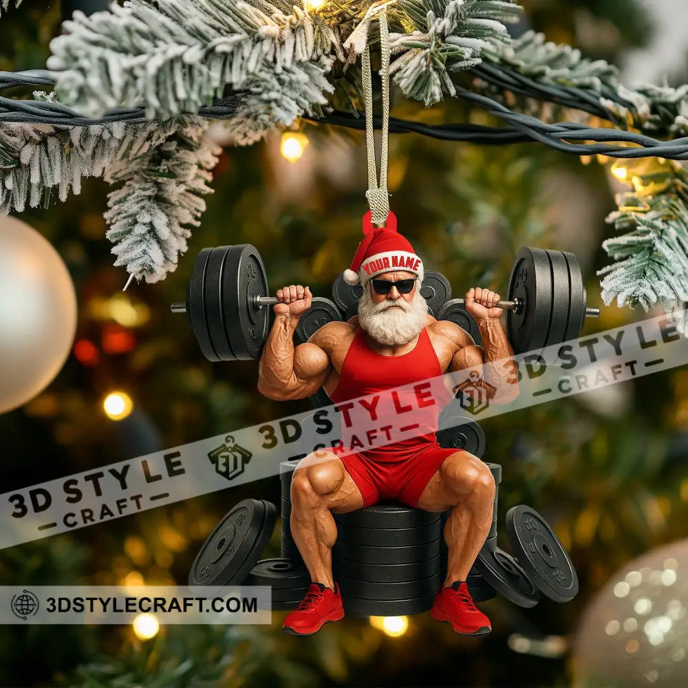 Weightlifting Santa Home Decor Christmas Ornament Personalized Ornament Ornament