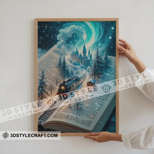 Winter Hogwarts Express, Home Decor Gift, Canvas, Poster style option 3