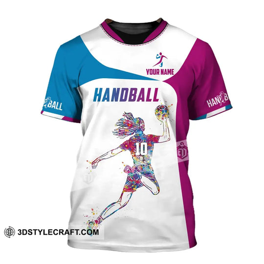 Woman Shirt, Custom Name and Number Handball Shirt, Handball Polo Long Sleeve, Handball Club Uniform, Handball Lover Gift style option 2