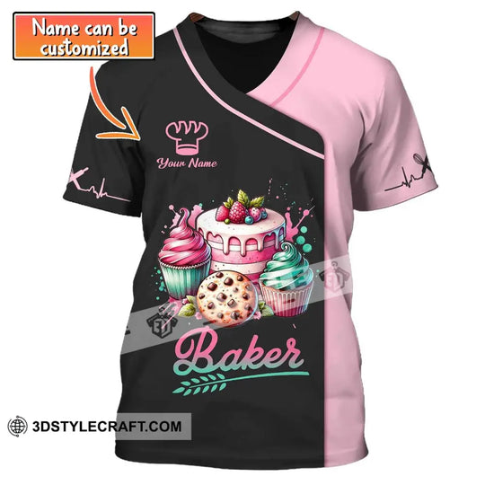 Woman Shirt, Custom Name Baker Shirt, Bakery Uniform Shirt, Bakery Chef, Baking Lovers Gift style option 1