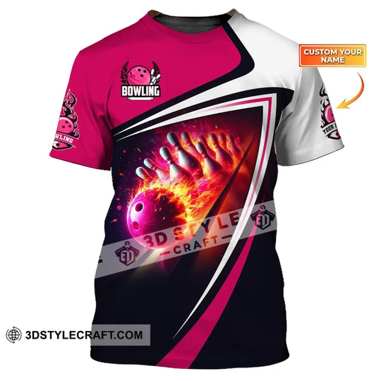 Woman Shirt, Custom Name Bowling Zip Polo Shirt, Shirt for Bowling Player, Bowling T-shirt style option 1