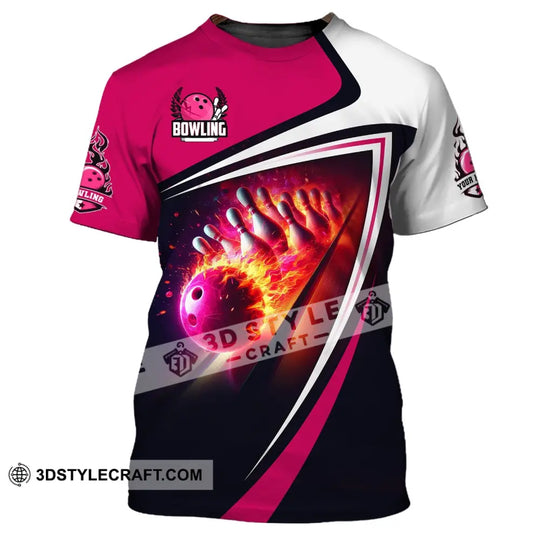 Woman Shirt, Custom Name Bowling Zip Polo Shirt, Shirt for Bowling Player, Bowling T-shirt style option 2