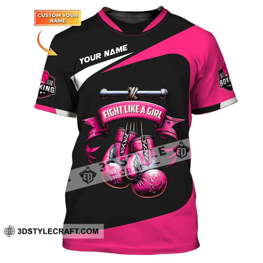Woman Shirt, Custom Name Boxing T-Shirt, Boxing Hoodie Polo Shirt, Gift for Boxing Lover style option 1