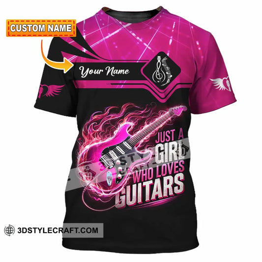 Woman Shirt Custom Name Guitarist Girl Guitar Love T-Shirt T-Shirt