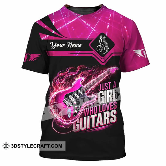 Woman Shirt, Custom Name Guitarist Girl Shirt, Guitar Love T-Shirt style option 2