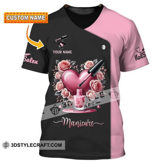 Woman Shirt, Custom Name Nail Salon Shirt, T-Shirt for Nail Salon, Manicure style option 1