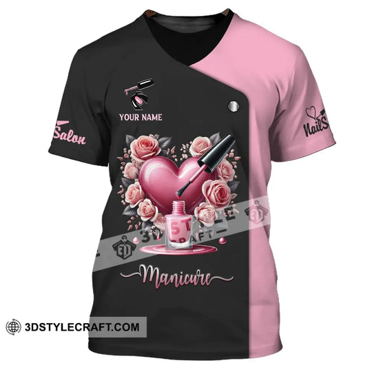 Woman Shirt, Custom Name Nail Salon Shirt, T-Shirt for Nail Salon, Manicure style option 2