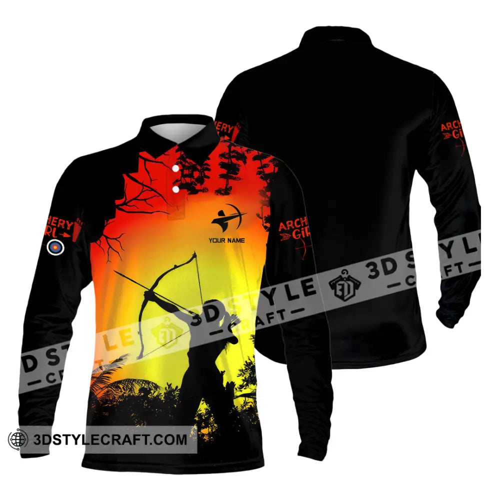 Women Shirt - Custom Archery Girl Lover Archery Player Shirt Long Sleeve Polo / S T-shirt
