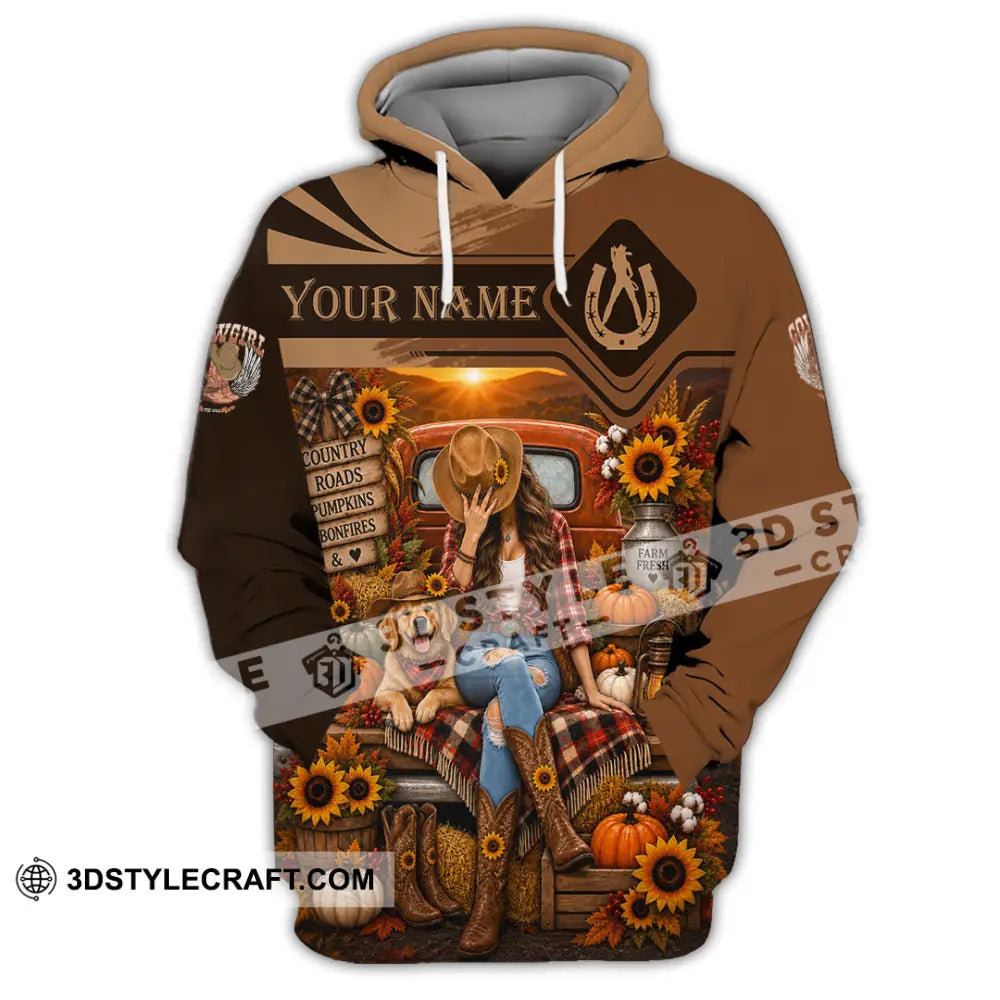Women Shirt - Custom Autumn Cowgirl Shirt - Hoodie / S - T-shirt