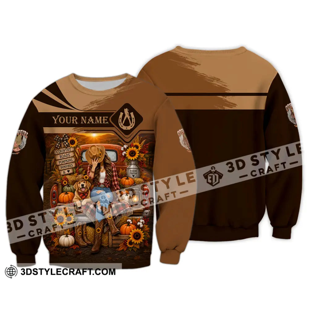 Women Shirt - Custom Autumn Cowgirl Shirt - Long Sleeve / S - T-shirt
