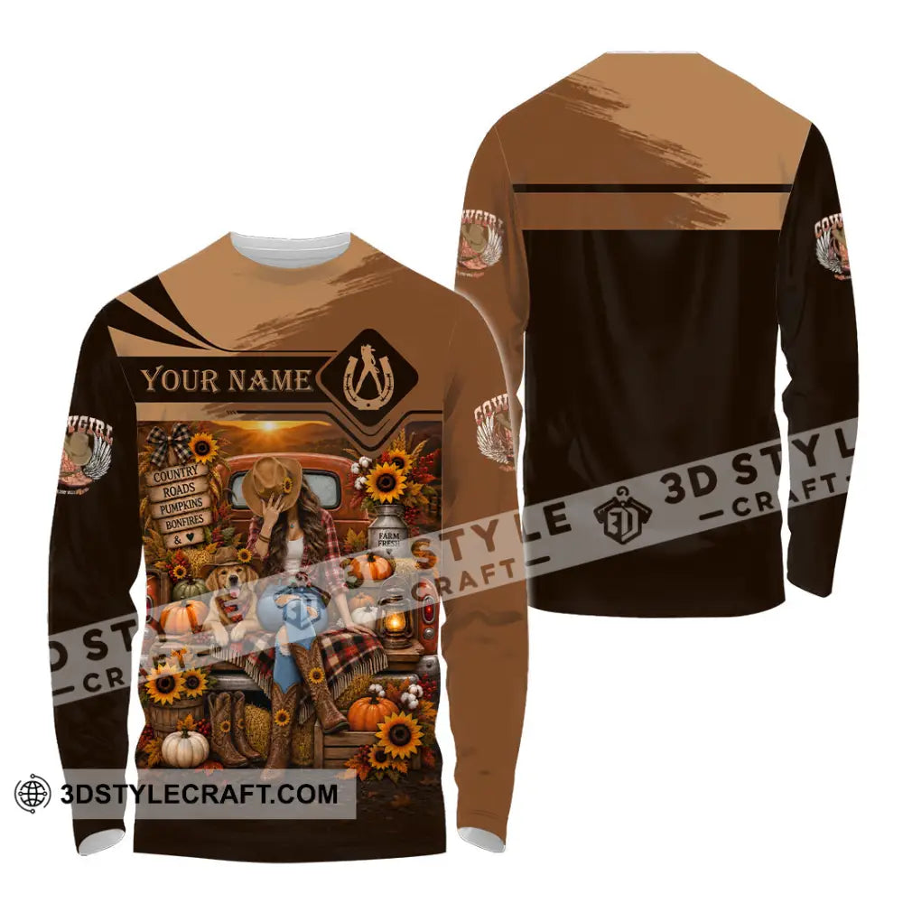Women Shirt - Custom Autumn Cowgirl Shirt - Long Sleeve Shirt / S - T-shirt