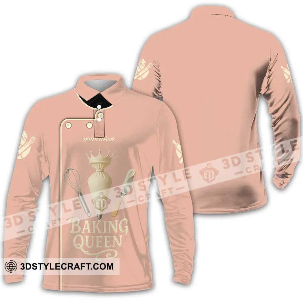 Women Shirt Custom Baking Queen Shirt Long Sleeve Polo / S T shirt