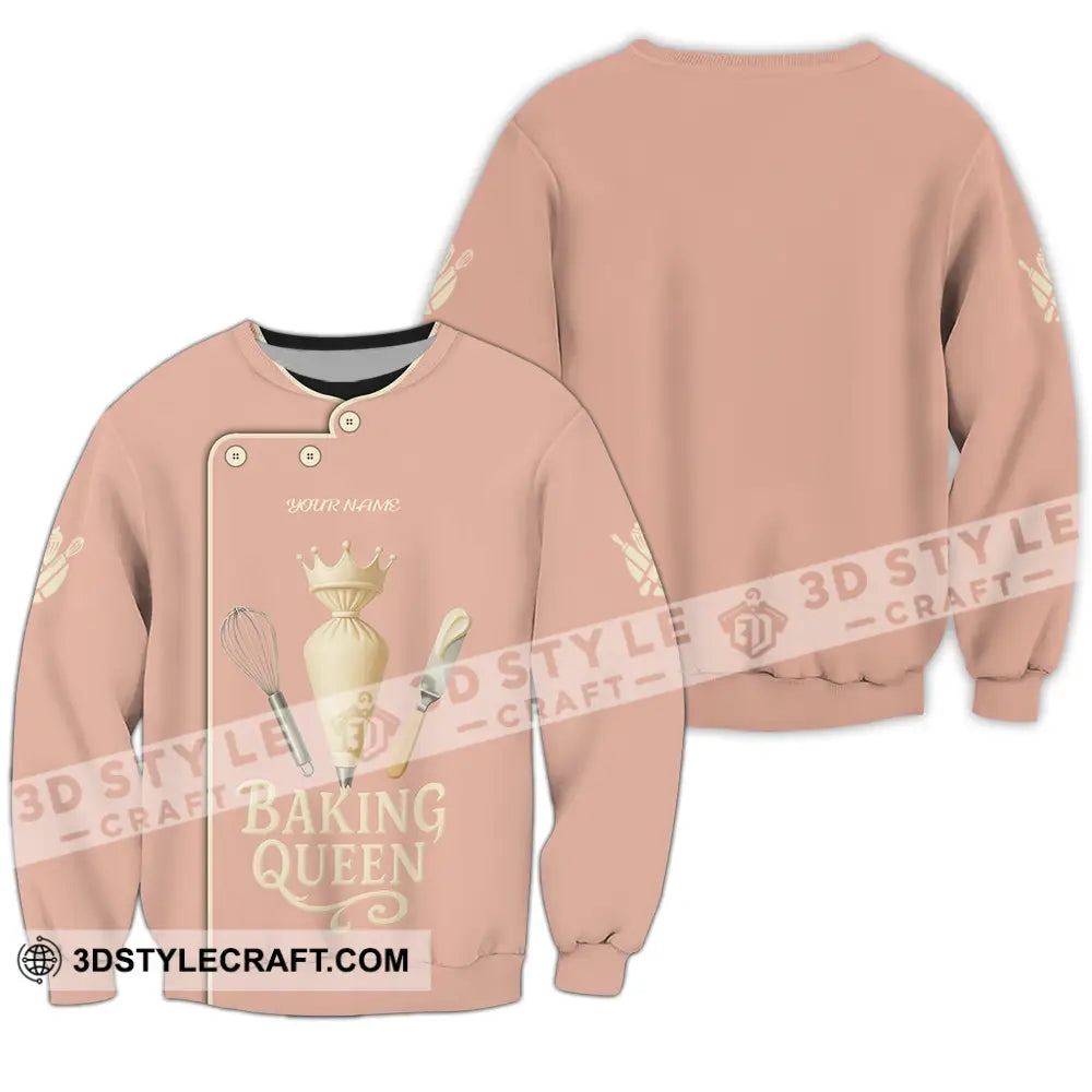 Women Shirt Custom Baking Queen Shirt Long Sleeve / S T shirt