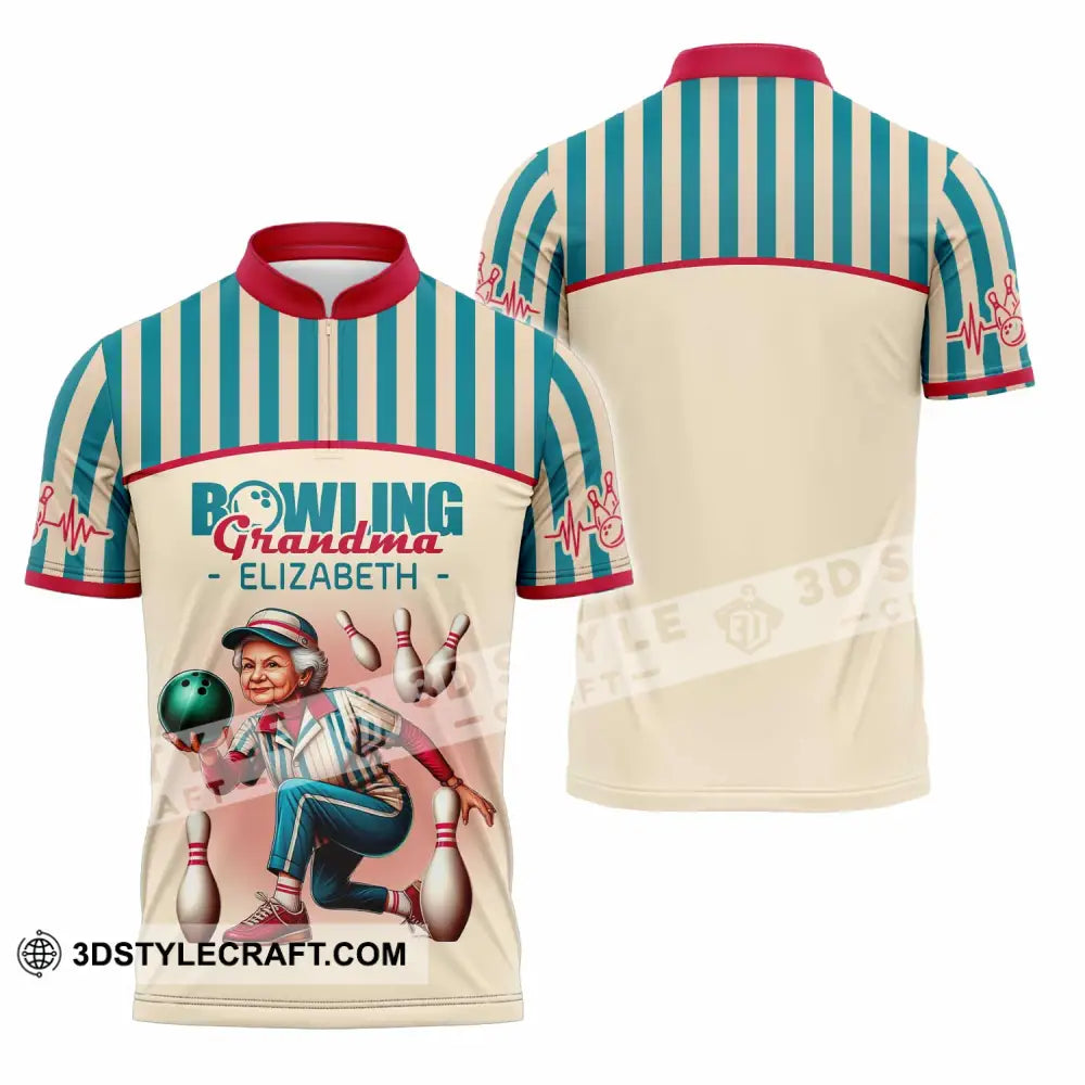 Women Shirt - Custom Bowling Grandma Shirt Zipper Polo Shirt / S T-shirt