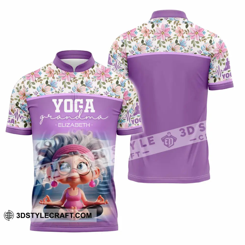 Women Shirt - Custom Chill Relax Yoga Granndma Shirt Zipper Polo Shirt / S T-shirt
