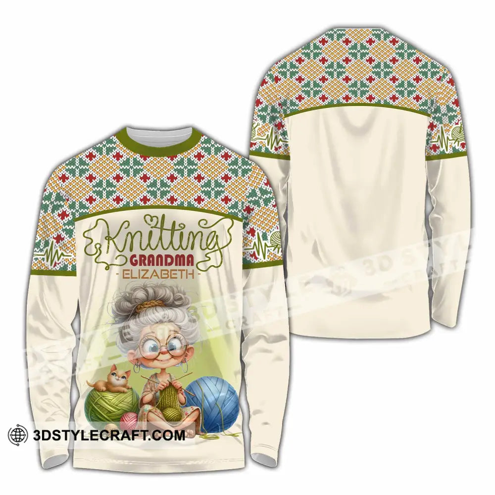 Women Shirt - Custom Knitting Grandma Shirt Long Sleeve Shirt / S T-shirt