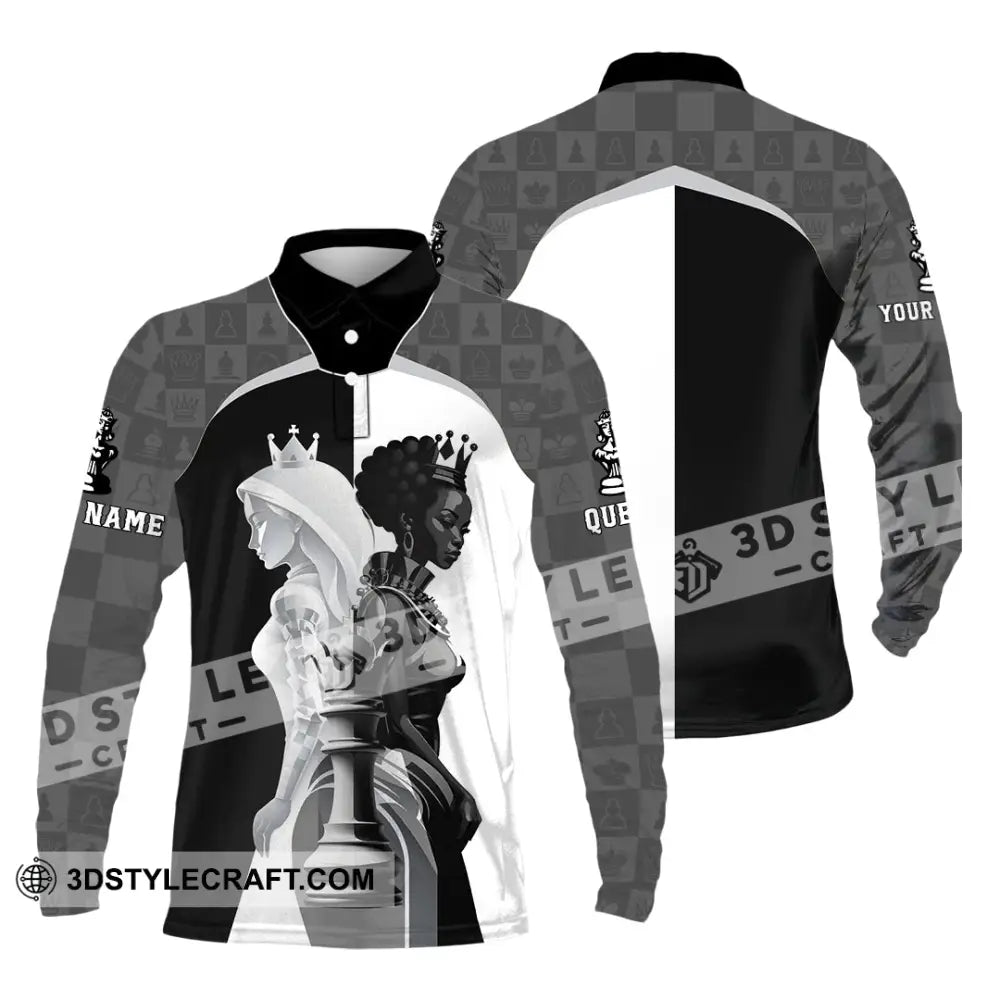 Women Shirt - Custom Queen Of Chess Shirt Long Sleeve Polo / S T-shirt