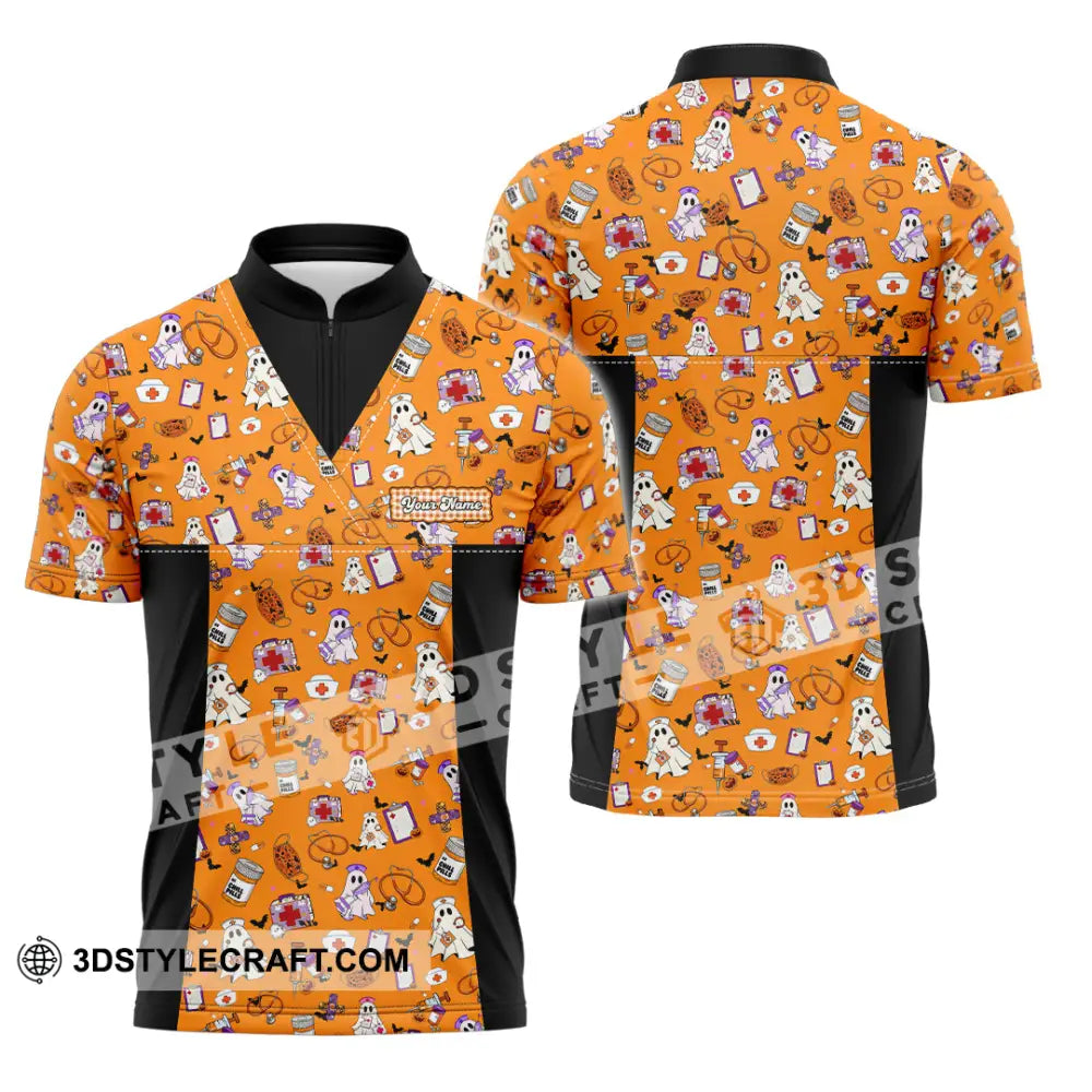 Women Shirt - Custom Scrubstar Fright Friends Halloween Shirt Zipper Polo Shirt / S T-shirt