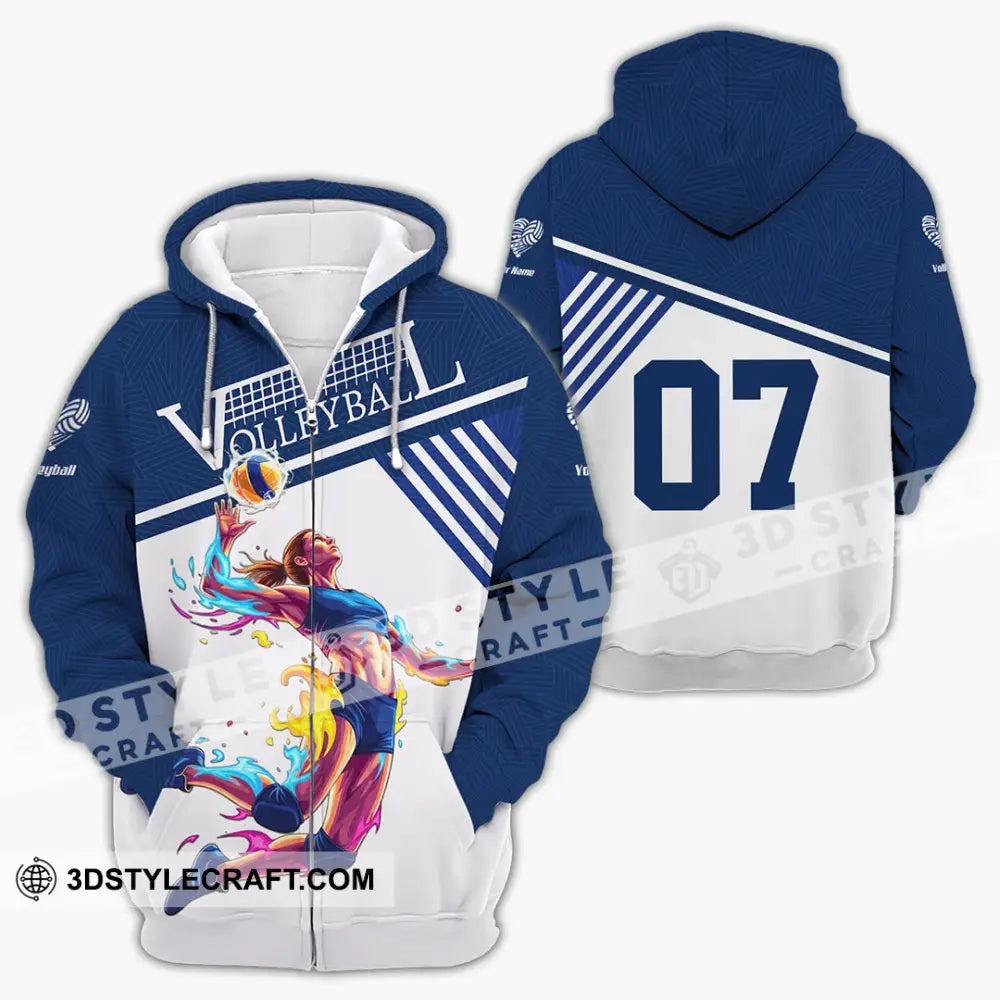 Women Shirt - Custom Volleyball Player Sport Shirt Zipper Hoodie / S T-shirt