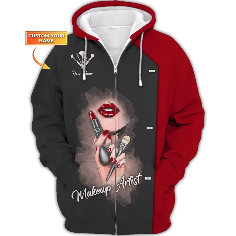Women Shirt Makeup Artist Hoodie Sportwear Zipper / S T-Shirt