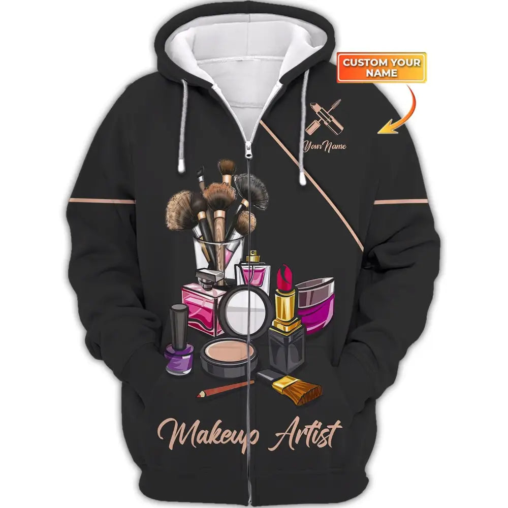 Women Shirt Makeup Artist Hoodie Sportwear Zipper / S T-Shirt