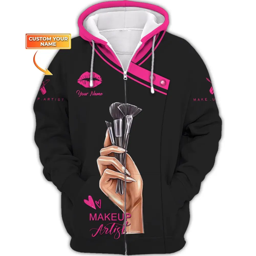 Women Shirt Makeup Artist Hoodie Sportwear Zipper / S T-Shirt